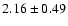 $ 2.16 \pm 0.49 $