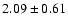 $ 2.09 \pm 0.61 $