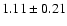$ 1.11 \pm 0.21 $