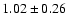 $ 1.02 \pm 0.26 $
