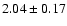 $ 2.04 \pm 0.17 $