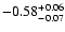 $\rm -0.58^{+ 0.06 }_{- 0.07 }$