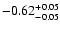 $\rm -0.62^{+ 0.05 }_{- 0.05 }$