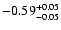 $\rm -0.59^{+ 0.05 }_{- 0.05 }$