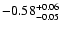 $\rm -0.58^{+ 0.06 }_{- 0.05 }$