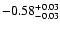 $\rm -0.58^{+ 0.03 }_{- 0.03 }$