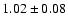 $ 1.02 \pm 0.08 $