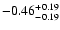 $\rm -0.46^{+ 0.19 }_{- 0.19 }$