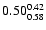 $\rm0.50^{0.42}_{0.58}$