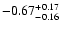 $\rm -0.67^{+ 0.17 }_{- 0.16 }$