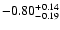 $\rm -0.80^{+ 0.14 }_{- 0.19 }$