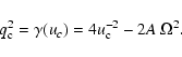 \begin{displaymath}q_{\rm c}^2=\gamma(u_c)= 4 u_{\rm c}^{-2} - 2 A ~ \Omega^{2}
.
\end{displaymath}