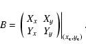 \begin{displaymath}B=\left. \left(
\begin{array}[c]{cc}%
X_{x} & X_{y}\\
Y_{x} ...
...ray}\right) \right\vert _{\left( x_{\rm c},y_{\rm c}\right) }.
\end{displaymath}