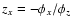 $z_{x}=-\phi_{x}/\phi_{z}$