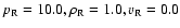 $p_{\rm R}=10.0,
\rho_{\rm R}=1.0, v_{\rm R}=0.0$
