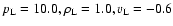 $p_{\rm L}=10.0, \rho_{\rm L}=1.0, v_{\rm L}=-0.6$