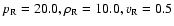 $p_{\rm R}=20.0, \rho_{\rm R}=10.0, v_{\rm R}=0.5$