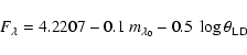 \begin{displaymath}%
F_{\lambda} = 4.2207 - 0.1~m_{\lambda_0} - 0.5~\log \theta_{\rm LD}
\end{displaymath}