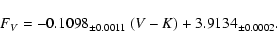 \begin{displaymath}%
F_V = -0.1098_{\pm 0.0011}~(V-K) + 3.9134_{\pm 0.0002}.
\end{displaymath}