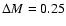 $\Delta M = 0.25$