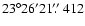 $23^{\circ}26'21\hbox{$.\!\!^{\prime\prime}$ }412$