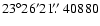 $23^{\circ}26'21\hbox{$.\!\!^{\prime\prime}$ }40880$