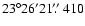 $23^{\circ}26'21\hbox{$.\!\!^{\prime\prime}$ }410$