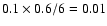 $0.1\times0.6/6 = 0.01$