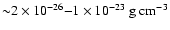 ${\sim}
2\times 10^{-26} {-} 1\times10^{-23}~{\rm g~cm^{-3}}$