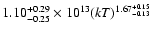 $1.10^{+0.29}_{-0.25}\times 10^{13}(kT)^{1.67^{+0.15}_{-0.13}}$