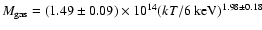 $M_{\rm gas}= (1.49\pm0.09)\times10^{14} (kT/6~{\rm
keV})^{1.98\pm0.18}$