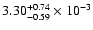 $\rm 3.30 _{-0.59 }^{+0.74 } \times 10^{-3 }$