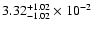 $\rm 3.32 _{-1.02 }^{+1.02 } \times 10^{-2 }$