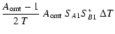 $\displaystyle {A_{\rm omt}-1 \over 2~T}
\; A_{\rm omt}\;S_{A1}S_{B1}^* \; \Delta T$