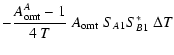 $\displaystyle - {A_{\rm omt}^A-1 \over 4~T}
\; A_{\rm omt} \;S_{A1}S_{B1}^*\; \Delta T$