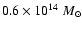 $0.6 \times 10^{14}~M_\odot$