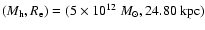 $(M_{\rm h}, R_{\rm e}) = (5 \times 10^{12}~{M_{\odot}}, 24.80~{\rm kpc})$
