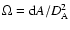 $\Omega = {\rm d}A/D_{\rm A}^2$