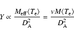 \begin{displaymath}Y \propto \frac{M_{{\rm eff}} \langle T_{\rm e} \rangle}{D_{\rm A}^2} = \frac{\nu M \langle T_{\rm e} \rangle}{D_{\rm A}^2}
\end{displaymath}