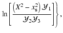 $\displaystyle \left . \ln{\left [ \frac{\left ( X^2 - x_{\rm s}^2 \right ) {\cal{Y}}_1}{{\cal{Y}}_2 {\cal{Y}}_3} \right ]} \right \} ,$