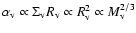 $\alpha_{\rm v} \propto \Sigma_{\rm v} R_{\rm v} \propto R_{\rm v}^2 \propto M_{\rm v}^{2/3}$