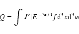 \begin{displaymath}Q = \int J^{\nu} \vert E\vert^{-3 \nu/4} f {\rm d}^3x {\rm d}^3w
\end{displaymath}
