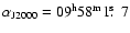 $\alpha_{\rm J2000}=09^{\rm h} 58^{\rm m} 1\hbox{$\hbox{$.\!\!^{\rm s}$ }$ }7$