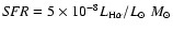 ${\it SFR}=5\times 10^{-8}L_{\rm H\alpha}/L_{\odot}~ {M}_{\odot}$