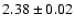 $ 2.38 \pm {0.02}$