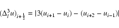 \begin{displaymath}(\Delta_l^3 u)_{i + \frac{1}{2}} = \vert 3(u_{i+1}-u_{i}) - (u_{i+2}-u_{i-1})\vert
\end{displaymath}