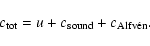 \begin{displaymath}c_{\rm tot} = u + c_{\rm sound} + c_{\rm Alfv\acute{e}n}.
\end{displaymath}