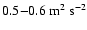 $0.5{-}0.6~{\rm m^2~s^{-2}}$