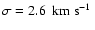 $\sigma=2.6~\hbox{$~{\rm km}~{\rm s}^{-1}$ }$