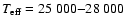 $T_{\rm eff}=25~000{-}28~000$
